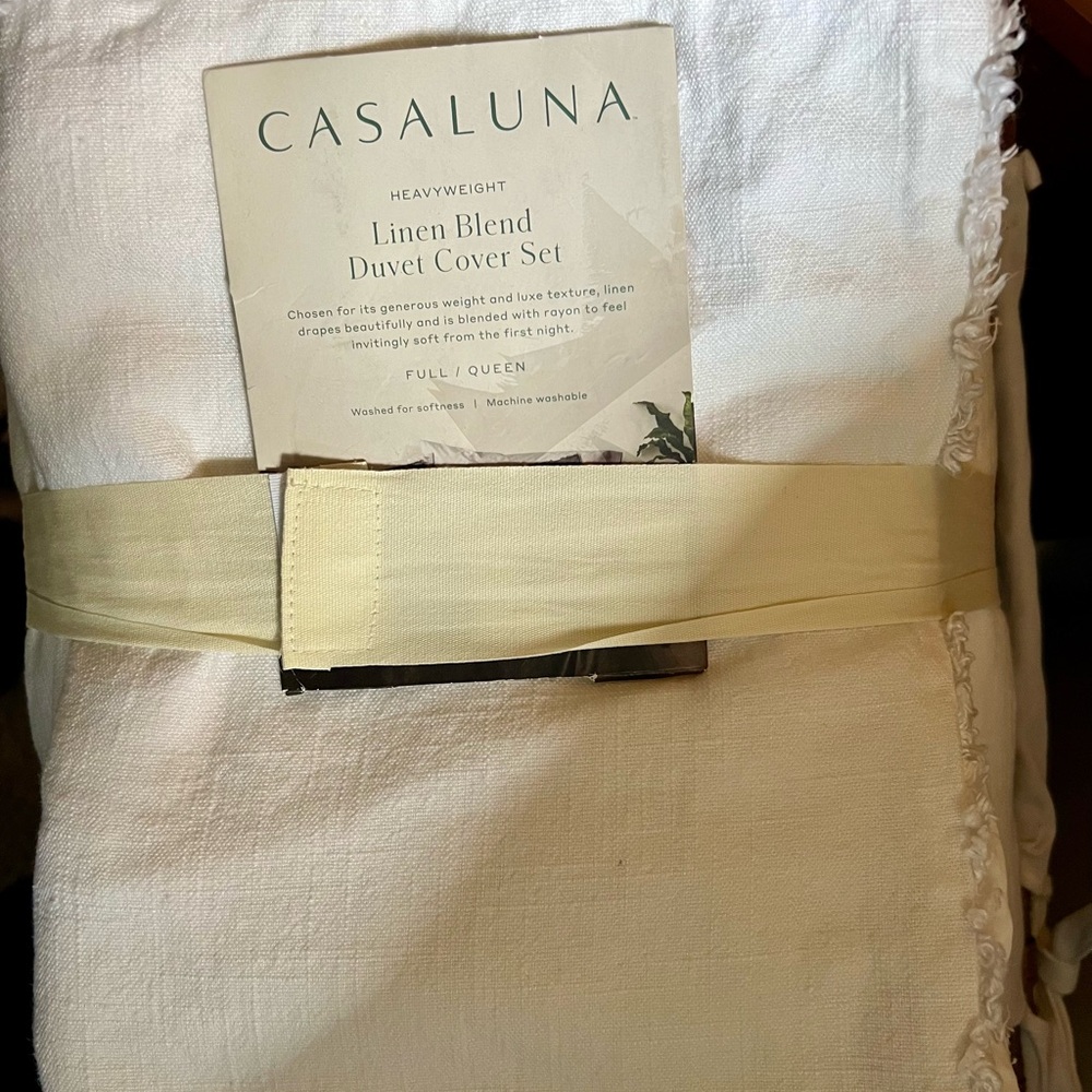 Casaluna FULL / QUEEN SIZE Heavyweight Linen Blend Duvet Cover & Pillow Sham Set